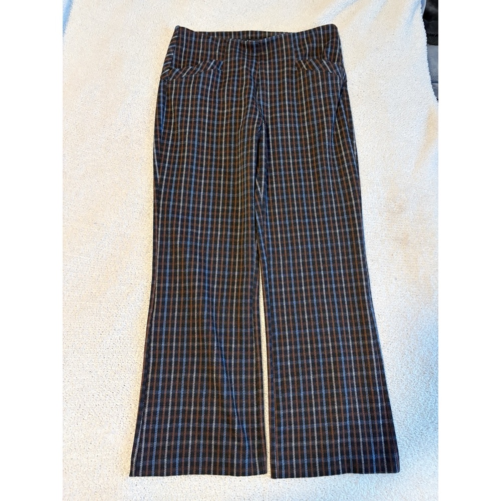 Liverpool Plaid Wide Leg‎ Pull On Stretch Pants w/ Pockets